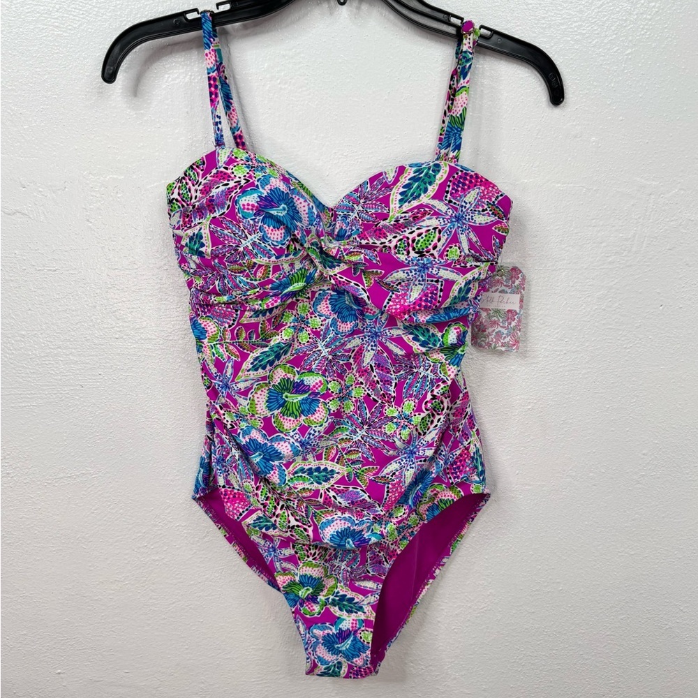 Floral Twist One-Piece Swimsuit - Pink Multi